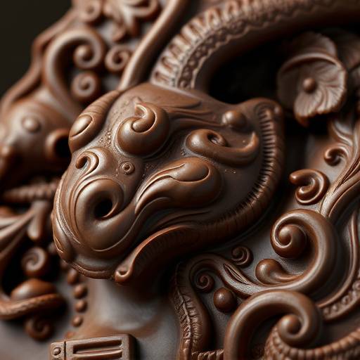 Fotograf√≠a de esculturas de chocolate intrincadas y elaboradas.