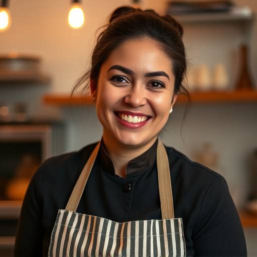 Fotograf칤a de Sof칤a Mendoza, co-fundadora y chef pastelera de Pasteler칤a Delicias, sonriendo amablemente.